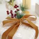 MEEDEE Copper Velvet Ribbon 1 Inch Single Face Nylon Velvet Ribbon 2 Rolls 20 Yards Cognac Ribbons for Christmas Tree, Gift Wrappig, Rustic Wreath, Velvet Bow Making, Floral Bouquet, Home Decor