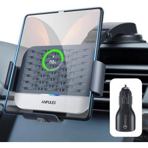 Wireless Car Charger for Samsung Galaxy Z Fold 7/6/5/4/3, Dual Coils Fast Charging Phone Car Mount for Christmas, Auto-Clamping Air Vent Dashboard Car Phone Holder for Galaxy Z Fold/Note