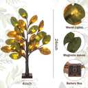 24 Inch Fall Magnolia Tree 24 LED Lights Battery Operated Artificial Tree Thanksgiving Table Centerpieces Decoration for Home Fireplace Autumn Harvest Tabletop Indoor Decor