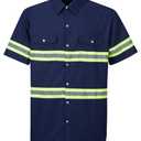 Ousafeve Class 3 Hi Vis Button Up Safety Work Shirts for Men Reflective | 360 Reflective Visibility, 80/20 Polyester-Cotton Blend, All-Day Comfort, Visibility Class 3, High-Density Stitching XXL
