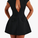 LuFeng Women's Summer Sexy Cap Sleeve Deep V Neck Zipper A-line Mini Dress Hollow Bodycon Night Out Party Dress, Size S