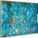MAONAME Rectangle Decorative Tray, Plastic Serving Tray with Handles, Tempered Glass Coffee Table Trays and Serving Trays for Ottoman, Bathroom, 15.6” x 10.2”, Blue-1