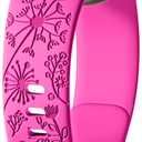 4 x Flower Engraved Bands Compatible with Fitbit Sense Bands/Versa 4/Versa 3/Sense 2 1 Band for Women,Cute Fancy Dandelion Floral Wristband Replacement Strap Compatible with Fitbit Versa 3 Bands (Large, Rosepink)