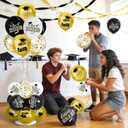 2026 Black & Gold Graduation Decorations Set - 63Pcs Graduation Grad Latex Balloons with Ribbons, Congrats Grad Caps for College & High School Party Supplies