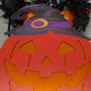 BlcTec Halloween Pumpkin Lights, 10 inch Lighted Big Jack-O-Lantern with Maple Leaves, Berries, Twigs, Witch's Hat, Battery-Operated Premium Wood Pumpkin with Timer for Halloween Decorations, Style C