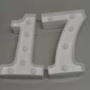 Pooqla Decorative LED Light Up Number Letters, White Plastic Marquee Number Lights Sign for Wedding Decor, Battery Operated (17)