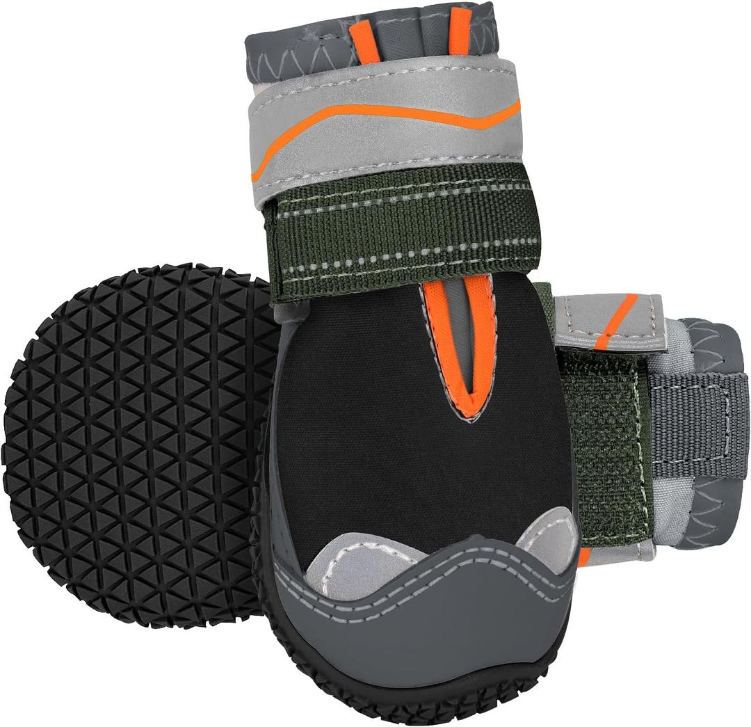 QUMY Dog Shoes for Large Dogs, Medium Dog Boots & Paw Protectors for Winter Snowy Day, Summer Hot Pavement, Water-Resistant in Rainy Weather, Outdoor Walking, Indoor Hardfloors Skid-Resistant Sole size 3