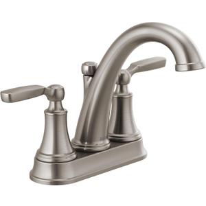 Delta Faucet Woodhurst Centerset Bathroom Faucet, Brushed Nickel 2-Handle Bathroom Faucet, Delta Bathroom Sink Faucet, Metal Push-Pop Drain Assembly, Stainless 2532LF-SSMPU