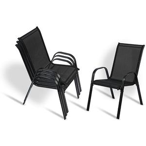 Bylring Stackable Outdoor Patio Dining Chairs with Backrest/Armrests for Lawn Garden Balcony Deck Camping-Set of 2 Or 4 (4, Black)