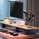 White Oak Wood Desk Shelf for Top of Desk 44 Inch Length Wood Monitor Riser with Middle Shelf