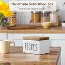 Recipe Box, Wood Recipe Card Box Set, Recipe Box with 100 Cards and 6 Dividers,4x6 Recipe Organizer, Recipe Card Holder, White