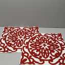 Alysheer Embroidered Decorative Throw Pillow Covers 18"x18" Set of 2 Pieces, Cozy Warm Boho Mandala Knit Pattern, Durable 100% Cotton Canvas Cushion Cases for Sofa Couch Living Room(Burgundy Red)