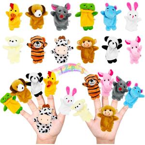 12 Animals Finger Puppets Set, Mouse, Cow, Tiger & More | Educational Pretend Play Toys for Kids Ages 3+ Easter Hunt Filler, Party Favorite Stuffing