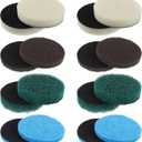 16pcs Electric Cleaning Brush Pad Set 4 Foam Pads 4 Kitchen Mats 4 Performance Pads 4 Microfibre Pads fit for Dremel Versa Cleaning Brush (Blue Green White Brown)
