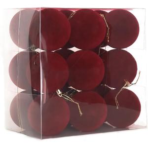 Senjie 3.15inch Christmas Tree Ornaments Velvet Balls,18PCS Flocked Decoration Balls Ornaments Sets for Christmas 2025 Red
