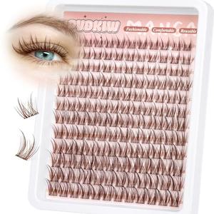 PVDKIW Brown Lash Clusters Wipsy Manga Lashes Clusters Natural Eyelash Clusters Dark Brown Lashes C Curl Cluster Eyelash Extensions Invisible Band False Eyelashes 10-16mm Cluster Lashes 144Pcs