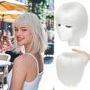 Hair Toppers for Women Real Human Hair 3603D Cover Toppers Hairpieces for Women with Thinning Crown Wispy Clip in Bangs Realistic Scalp Hairline