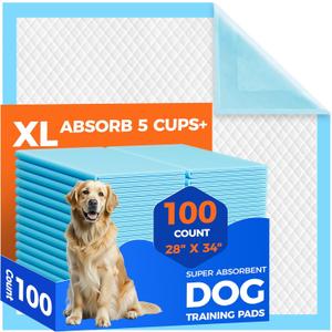 Dog Pee Pads Extra Large 28"x34" - 100 Pack Super Absorbent XLarge Puppy Pads 100 Count Leak-Proof Disposable XL Pet Potty Training Pads for Dogs, Puppies, Doggy