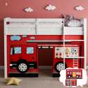 Fire-Truck Bunk Bed - Curtains Premium and Customizable Cartoon Loft Bed Curtains for Children to Enhance The Imaginative Creation Bedroom Curtains(3PCS,Full)