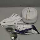 Bencailor 7 Pcs Christmas Women Flight Attendant Costume Accessories Stewardess Outfits Bellhop Hat Scarf Sunglasses Gloves (White)