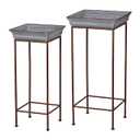 A&B Home Shelburne Plant Stands 30.7-in H x 14.2-in W Gray Indoor/Outdoor Square Cast iron Plant Stand