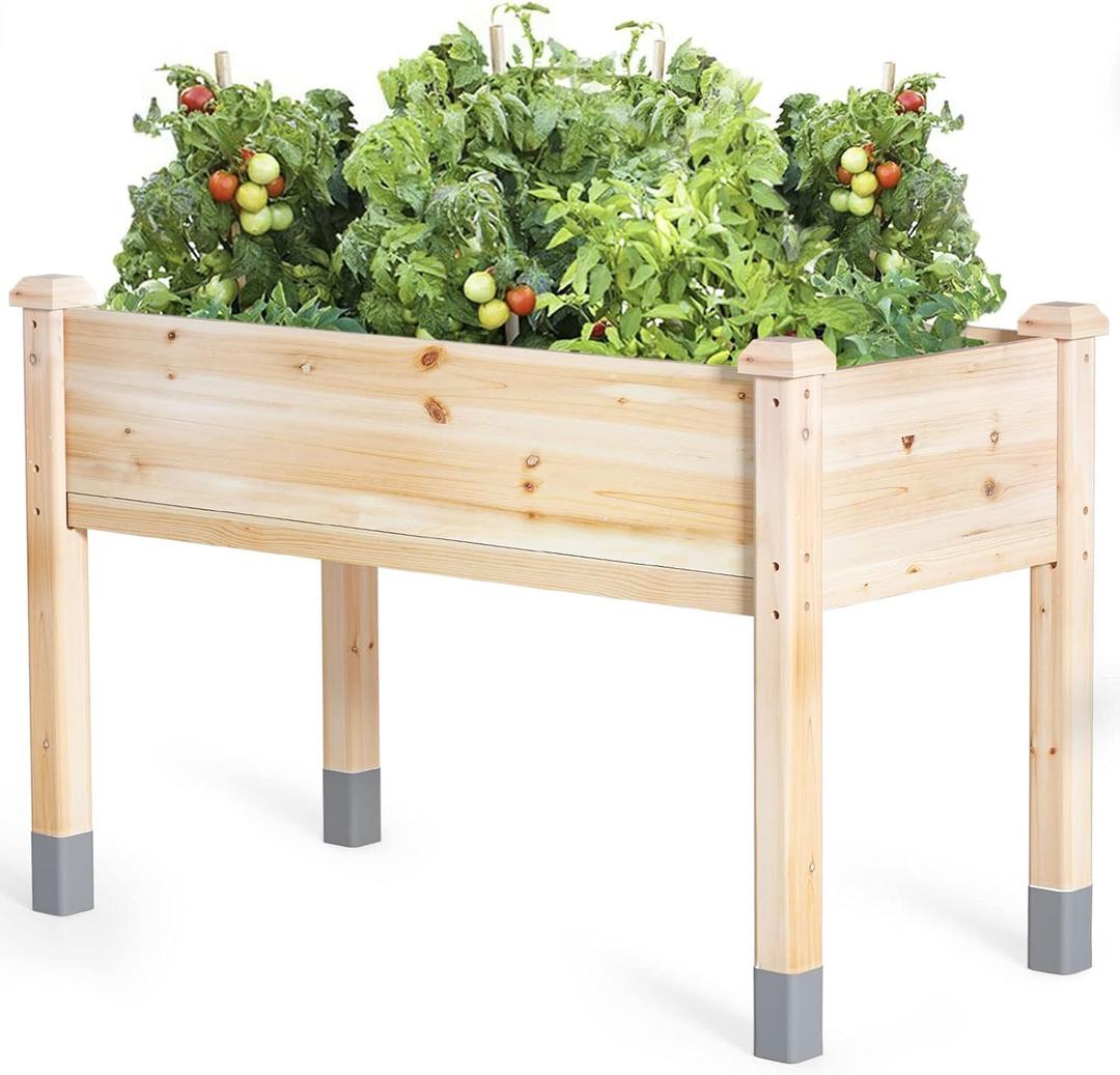 MIXC 331 lb Capacity Wooden Raised Garden Bed with Legs, 48x24x31 in. Elevated Reinforced Large Planter Box for Vegetable Flower Herb Outdoors - Beam and Column Structure - Unmatched Strength Outlast, 48L X 24W