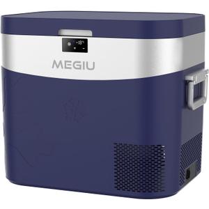 Megiu Car Refrigerator Portable Car Fridge 12V Refrigerator 23 Quart (22 Liter) Freezer Compressor Cooler 12V/24V DC 110240 V AC for Outdoor Camping Travel Home Use -0.4~+59 (Blue)