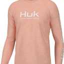 HUK Men's Pursuit Heather Long Sleeve, Fishing Shirt (3X-Large, Peach Nectar Heather)