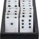 Creative Co-Op Handmade Alabaster Dominos in Soapstone Tray, Black and White