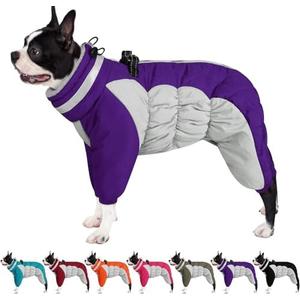 AOFITEE Dog Coat Warm Dog Puffer Jacket for Winter, Windproof Dogs Coat with Harness Built in, Reflective Turtleneck Dogs Winter Jacket Snowsuit, Full Body Fleece Coats for Small Medium Large Pet, Size M