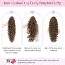 Ponytail Extension, HOOJIH Clip in Ponytail 24 Inch Hair Extension Curly Wavy Ponytail Fluffy Soft Synthetic Fiber Hair Pieces for Women - Dark Chocolate Brown