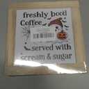 Halloween Coffee Decor, Fall Decors Art, Funny Wooden Box Sign for Home Kitchen Decor, Freshly Boo'd Coffee Sign, Coffees Bar Decoration for Desk Table, Funny Ghost Decors 5.9x5.9 inches