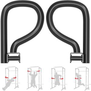 Balelinko Multi Grip Set of 2, Barbell Rack Holders Dip Grip Handles, Dip Bar Attachments for 2" x 2" Tube Power Cage, Bonus a Pair of 2" Spring Clip Collars Rings