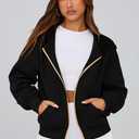 PRETTYGARDEN Hoodies for Women Sweatshirt Zip Up Hoodie Fall Fashion 2026 Trendy Long Sleeve Jackets Winter Clothing Outfits (Black, M)
