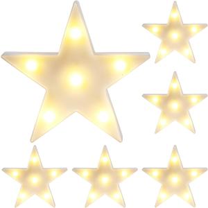 6 Pcs LED Stars Night Light Can Be Hung On The Wall Kids Room Room Light, Suitable for Birthday Party Holiday Decoration Baby Room Nursery Decoration (White Star-6pcs)