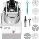 VEVOR Food Processor & Vegetable Chopper, 2 Feeding Holes Food-Grade Stainless Steel Food Processor Chopper with Detachable 6 Blades, 3mm/5mm/7mm/10mm Shredder, 2mm/4mm Slicer, for Vegetables, Fruit (750W)