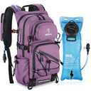 NOOLA Hydration Backpack with 3L Water Bladder - 22L Water Backpack for Hiking, Cycling, Running, Biking - Lightweight Hiking Pack Bag with Rain Cover, Phone Holder and Trekking Pole Holders, Purple