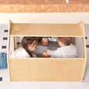 Wooden Playhouse for Toddlers w/Double Non-Shatter Safety Mirrors, Montessori Crawling Tunnel/Crawl-Through Play Set for Children and Kids, Daycare and Preschool Playroom(with Cushion), 25.9 x 23.6 x 32.7 inches