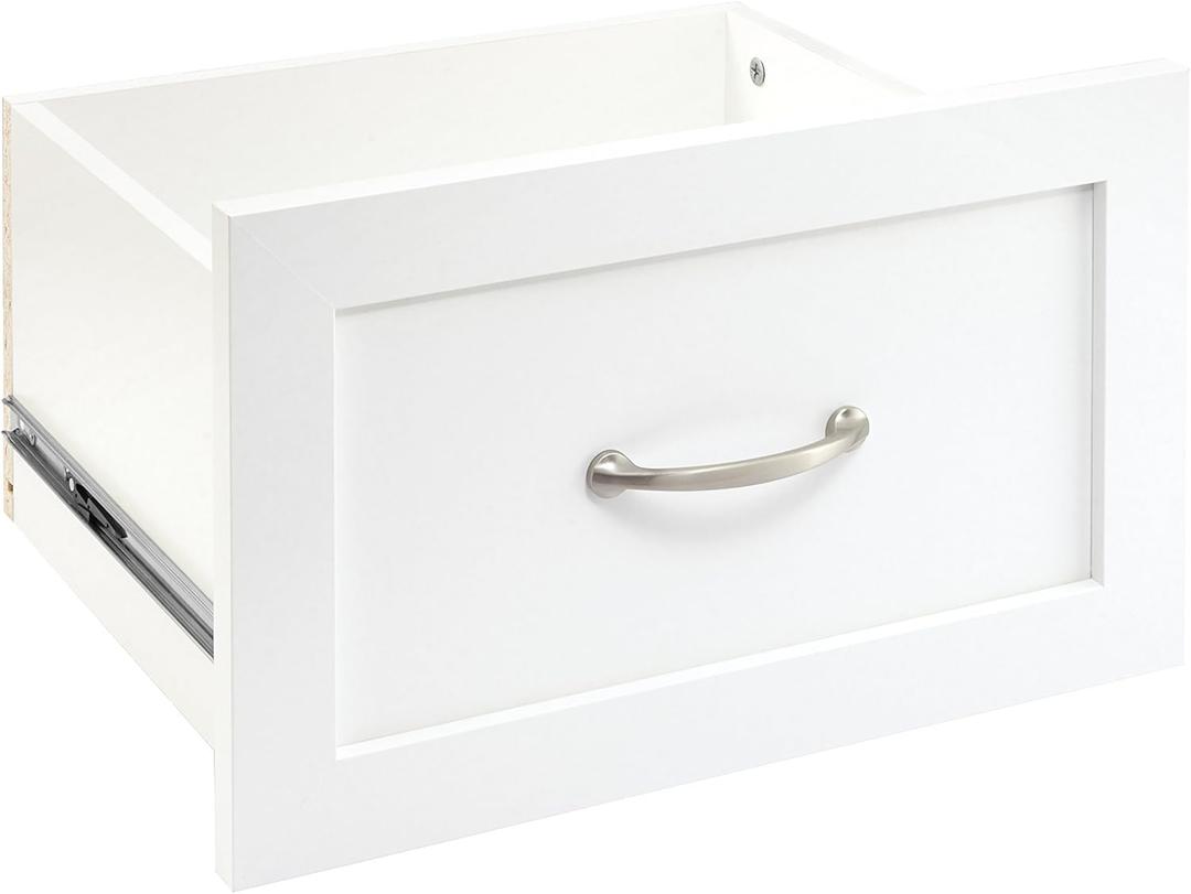 ClosetMaid SuiteSymphony Wood Closet Drawer, Add On Accessory, Shaker Style, For Storage, Closet, Clothes, 16.65 x 9.96 Size for 16 in. Units, Pure White