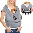 Petskd Dog Carrier Sling for Small Pet 7-15 LBS, Hands Free Front Facing Cat Sling Chest Carrier with Bottom Mat and Adjustable Strap for Pets Anti-Anxiety, Walk, Vet,16"L x 6.5"W x 15"H