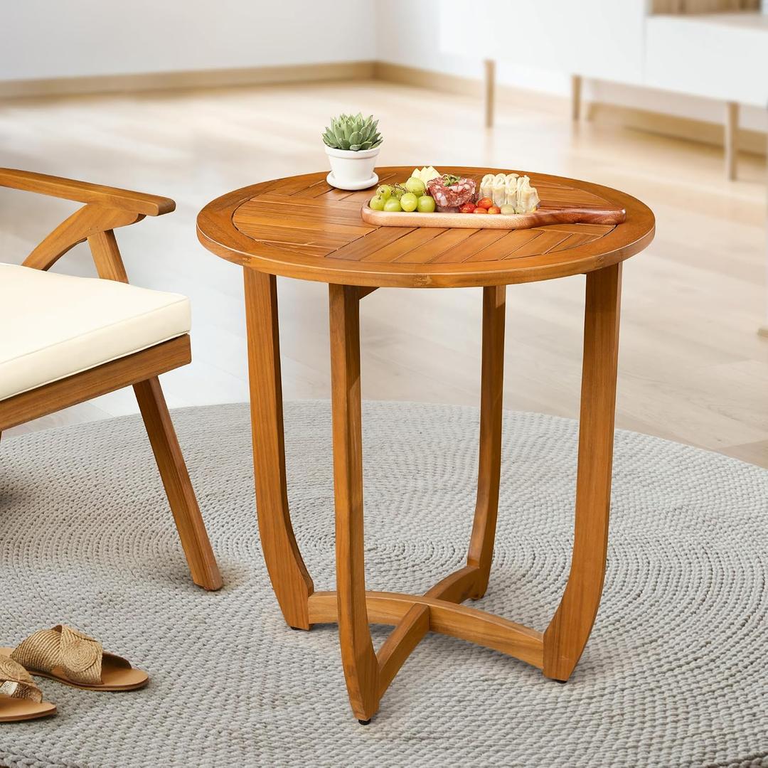 IDZO Outdoor Bistro Dining Table Heavy Duty 270lbs Capacity, FSC Acacia Wood, Elegant & Minimalist Design for Garden, Backyard, Porch, Patio