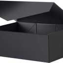 BLK&WH Large Gift Box 13.5x9x4.1 Inches, Black Collapsible Groomsman Gift Box with Magnetic Lid (Matte Black)