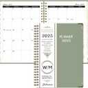 2 x Academic 2025 Planner, Jan 2025-Dec 2025 weekly and monthly, A5 (6.2'' x 8.5") - 12 Months, With Tabs, Metal Cladding Round Corners, for Office School Teacher College Student Women, Green