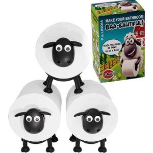 3 x Black Sheep Toilet Paper Holder, Free-Standing Toilet Paper Roll Organizer, Funny Farmhouse Bathroom Decor, Novelty Sheep Bathroom Accessory 3 Pack Gift Box