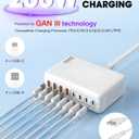 200W USB C Charger Block GaN III, Upgraded 8-Port Fast Charging Station + 6.6Ft 3A Cable, PD 65W Laptop Charger Adapter Compatible with iPhone 17/16/15/14, MacBook Pro/Air, iPad, Galaxy S25/S24