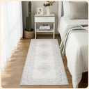 Istana Hallway Runner Rug 2x6 - Grey/White Cream Kitchen Rugs Non Slip Washable -Silk's Soft Touch Carpet Runner - Stylish Rug for Home