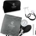 Professional Blood Pressure Cuff and Stethoscope Kit & Carrying Bag with Penlight, Aneroid Sphygmomanometer for Medical Students & Home Adult BP Monitoring, Gray