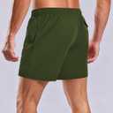 Gleeease Mens Swim Trunks 5 Inch with Compression Liner Mens Bathing Suit | Quick Dry Swim Trunks Men Zipper Pockets No-Chafe Stretch Drawstring Elastic Waistband Solid Board Short Beach Surf Fishing (Green, S)