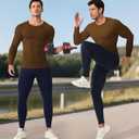 SPVISE Brown Long Sleeve Compression Shirts for Men, Thermal Underwear Running Football Undershirt Athletic Workout Baselayer (Brown)