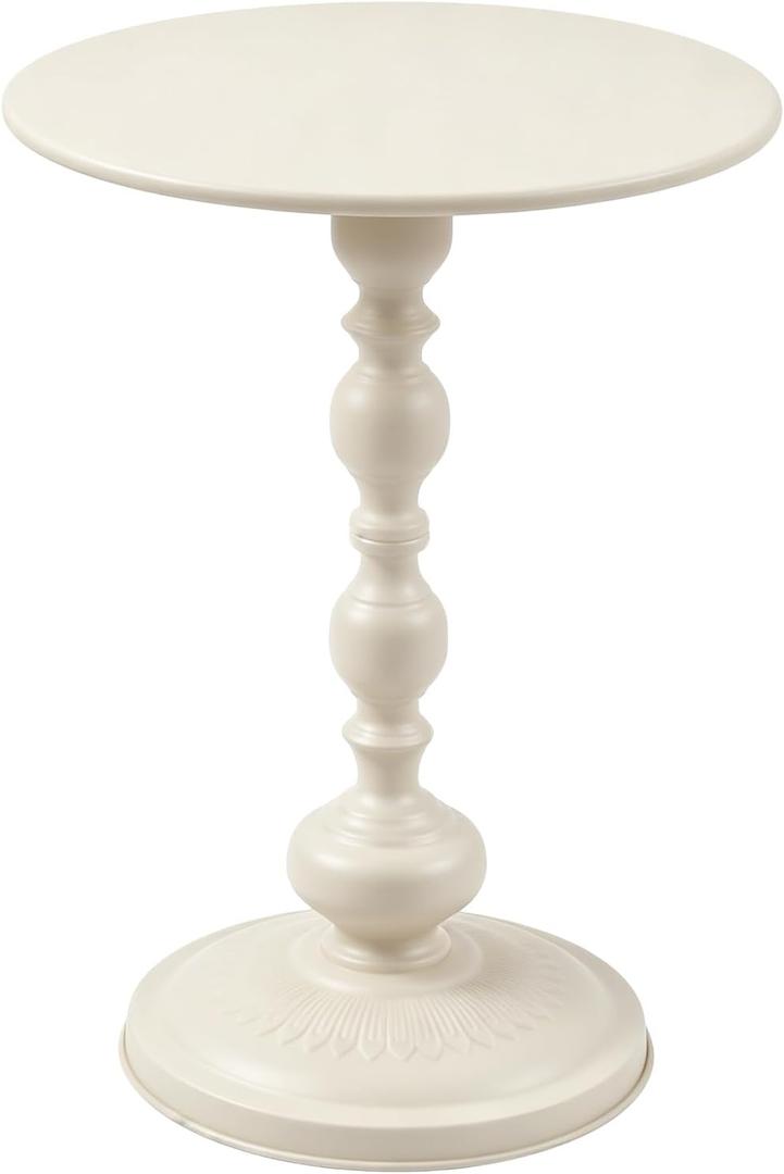 Vintage Metal End Table, Round Side Table Nightstand for Small Spaces, Industrial Accent Table for Living Room Bedroom Sofa Patio, 15.7" Top Diameter, Easy Assembly (Off-White), 15.7" x 15.7" x 20.87"
